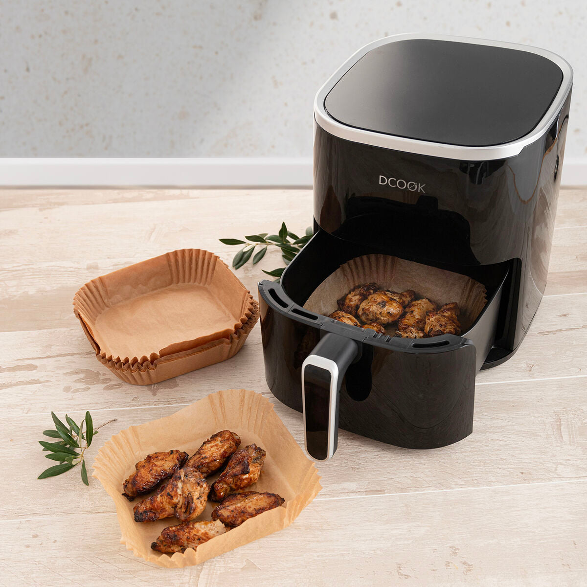 50 Paniers pour Air fryer en Papier carré 23 x 4,5 cm