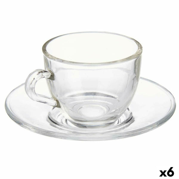 Lot de 6 tasses avec sous tasses en verre