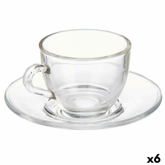 Lot de 6 tasses avec sous tasses en verre
